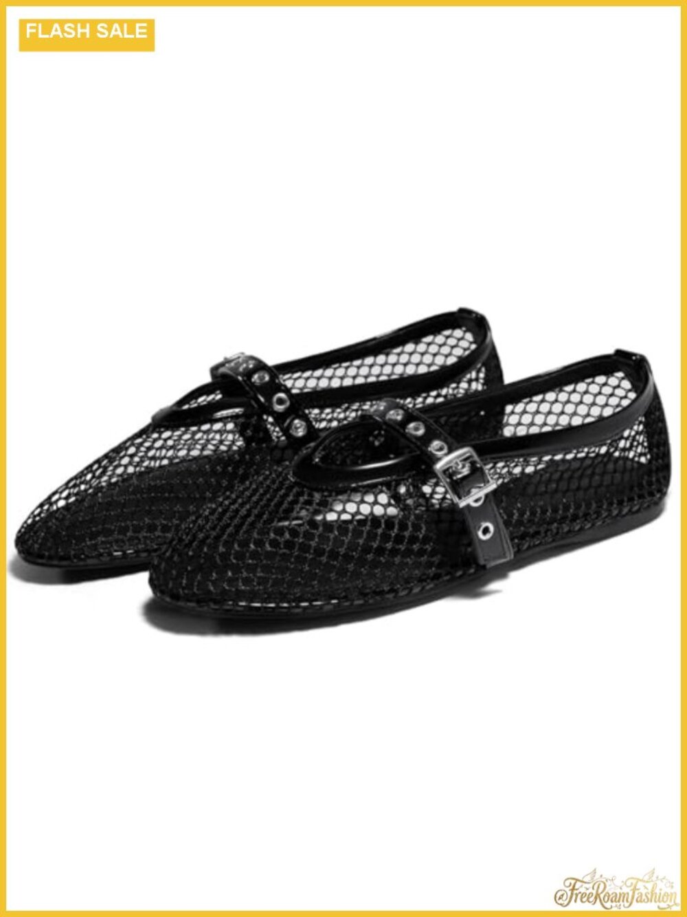 Women's Mesh Ballet Flats Mary Jane Buckle Strap Comfortable Casual Dress Shoes